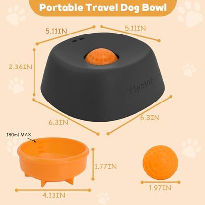 Slow Feeder Dog Bowls for Liquid Treat, 【Enrichment Ball-Roll】 Bone Broth Dog Lick Bowl, 3/4 Cup Yogurt Pup Lick Toy for Large Medium Small Breeds Dietary Supplement/Post-Op Nutrition