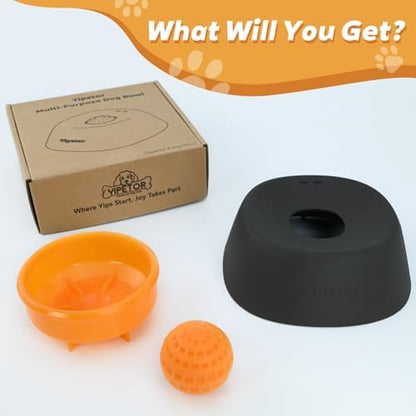 Slow Feeder Dog Bowls for Liquid Treat, 【Enrichment Ball-Roll】 Bone Broth Dog Lick Bowl, 3/4 Cup Yogurt Pup Lick Toy for Large Medium Small Breeds Dietary Supplement/Post-Op Nutrition