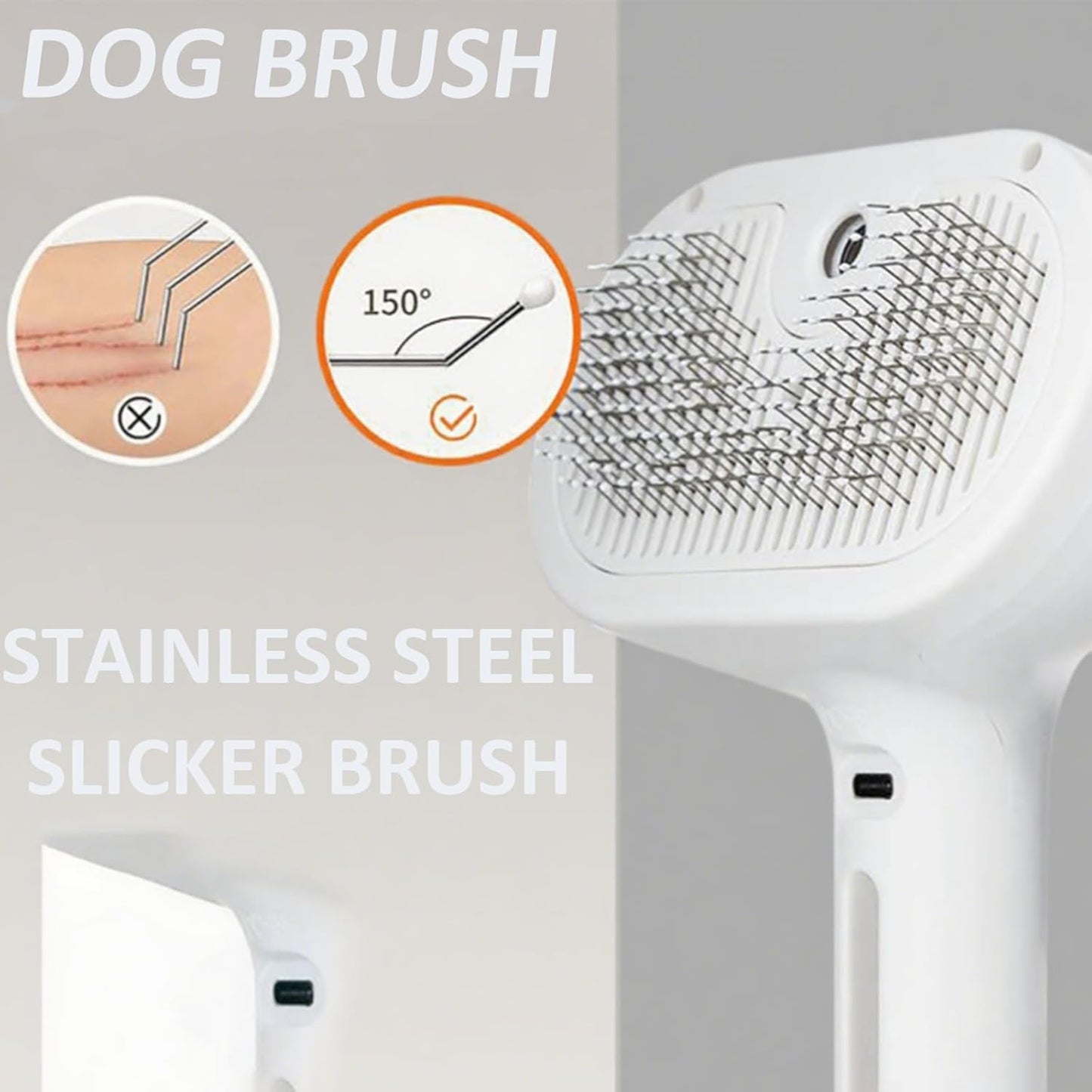 3-In-1 Self-Cleaning Steamy Pet Brush for Dogs & Cats, Fresh Fur Shower Brush That Removes Loose Hair, Reduces Shedding, Grooming Tool for Long & Short Hair, Wet or Dry Use (White)