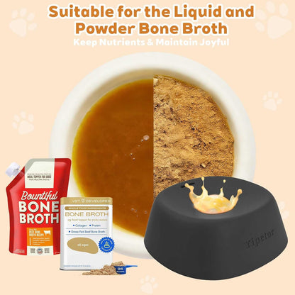 Slow Feeder Dog Bowls for Liquid Treat, 【Enrichment Ball-Roll】 Bone Broth Dog Lick Bowl, 3/4 Cup Yogurt Pup Lick Toy for Large Medium Small Breeds Dietary Supplement/Post-Op Nutrition