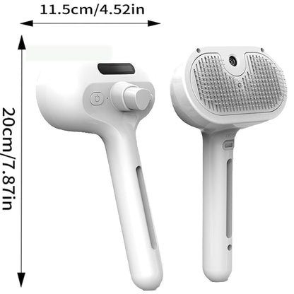 3-In-1 Self-Cleaning Steamy Pet Brush for Dogs & Cats, Fresh Fur Shower Brush That Removes Loose Hair, Reduces Shedding, Grooming Tool for Long & Short Hair, Wet or Dry Use (White)